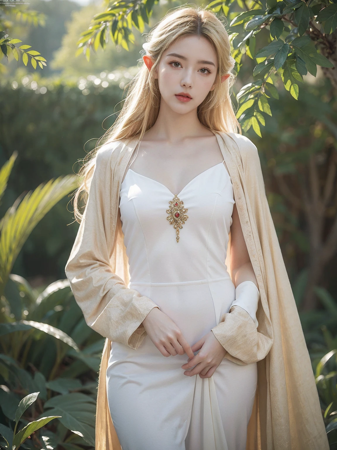 Masterpiece, Best Quality, Extremely Detailed 8k, Ultra HD, Ultra-detailed, Highly Detailed, Ultra High Realistic, Ultra-realistic, Hyperrealistic, Hyperrealism, (1girl:1.5), (Solo:1.5), Anatomically Correct, (Detailed Realistic Skin Texture), (Realistic Big Breasts:1.25), Slender Abs, (Closed Mouth:1.3), Nsfw, Dynamic Pose, (Beautiful Cute Pakistani Woman:1.55), (upon body from head to thigh:1.35), (blonde hair:1.35), (green eyes:1.35), (transparent Vietnamese traditional white dress:1.35),