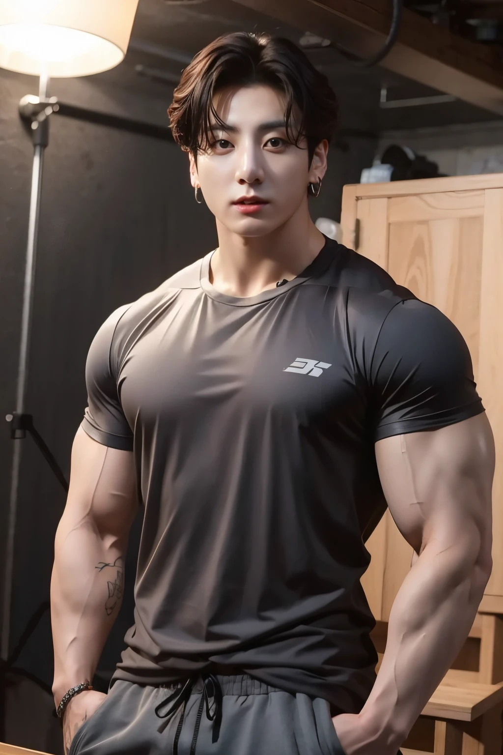 (best quality,4k,highres,masterpiece:1.2),ultra-detailed,realistic:1.37,korean man, muscular man, big buttocks, glancing backwards, slim body, few fingers, masculine features, white man, tight white shorts, Caucasian race, portraits, bright colors, dramatic lighting