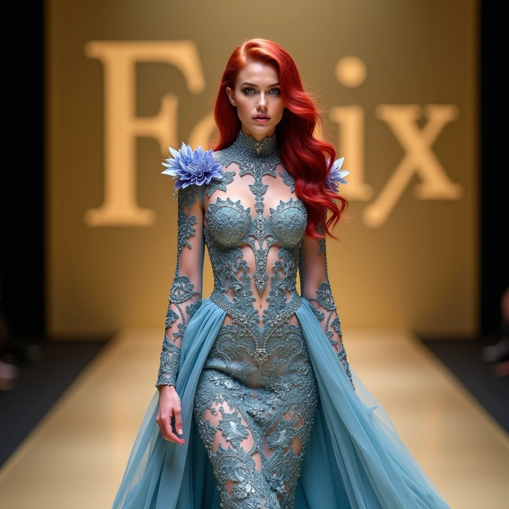 (Sexy),Fashion runway,fashion show,detailed, Raquel Welch, wearing sexy fashion dresses, 