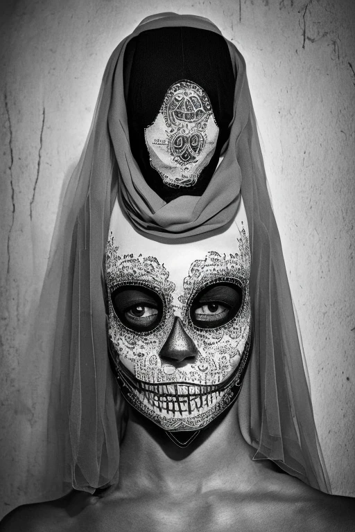  Black and White Photograph of a Woman with a Veil on Her Head ,  Mid-19th Century Sculpture Inspired by Anna Fusli, Tumbler,  art, Woman with a Snake Face , Portrait of a mysterious woman,  partially masked , dusk, Victorian Day of the Dead ,  Beautiful Victorian Woman , Regency period, victorian woman portrait, Snake Woman Hybrid