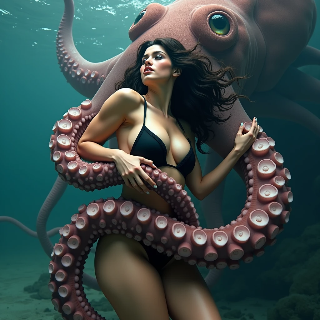 Beautiful Alluring gothic dark ocean queen emilia clarke, oily wet Bare Skin, dark glossy make up, Athletic Well Toned Body, Elegant Form, at a coral reef, Barely Clothed, embraced by tentacles, cleavage, tentacles embracing her, tentacles entering her orifices, tentalce sex, vissible breasts, sea shell ornaments, Beautiful Face, lovecraftian theme, nautical Theme, Fiverr Dnd Character, Octane Render, Digital Art, Extreme Detail, 4k, Ultra Hd, Polished, Beautiful, Hyperdetailed, Intricate, Elaborate, Meticulous, Photorealistic, Sharp Focus, Wlop, Character Design, Unreal Engine, 3d Rendered, Volumetric Lighting, Reflections, Glossy, Digital Illustration, Sensual Pose, Suggestive Pose, Lewd, Full Body Shot, anatomically correct 💖❤💕💋❣