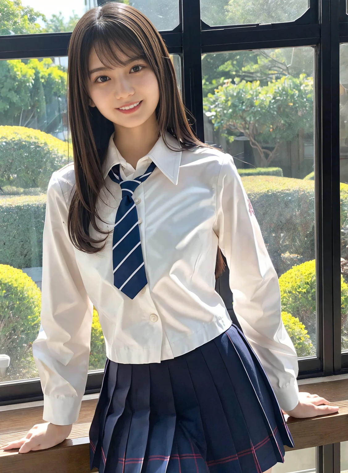 ((highest quality, masterpiece :1.3)), Photorealistic、Ultra-high resolution、Natural skin texture、Hyperrealism、Photograph from the knee up、15 year old Japanese beautiful girl、Twin tail hair、well-shaped breasts、White collared shirt and tie、mini skirt、Frightened expression
