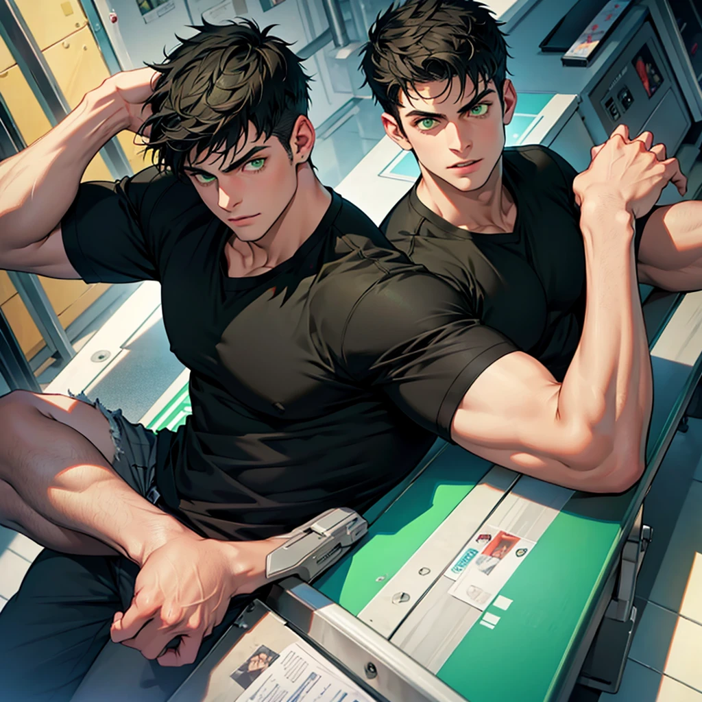 Dragon males, duo, nsfw, armpit hair, chest hair, green, gray, black, white, sweaty, musk clouds, fart, jock, athletic, teenager, very sweaty, futuristic, detailed background, hacker room, green eyes, black body, green chest, gray chest hair, gray armpit hair, white hair, fart, erection, dripping cum, sex, cum in ass, cum puddle, sexual , mid-climax, anthro dragon