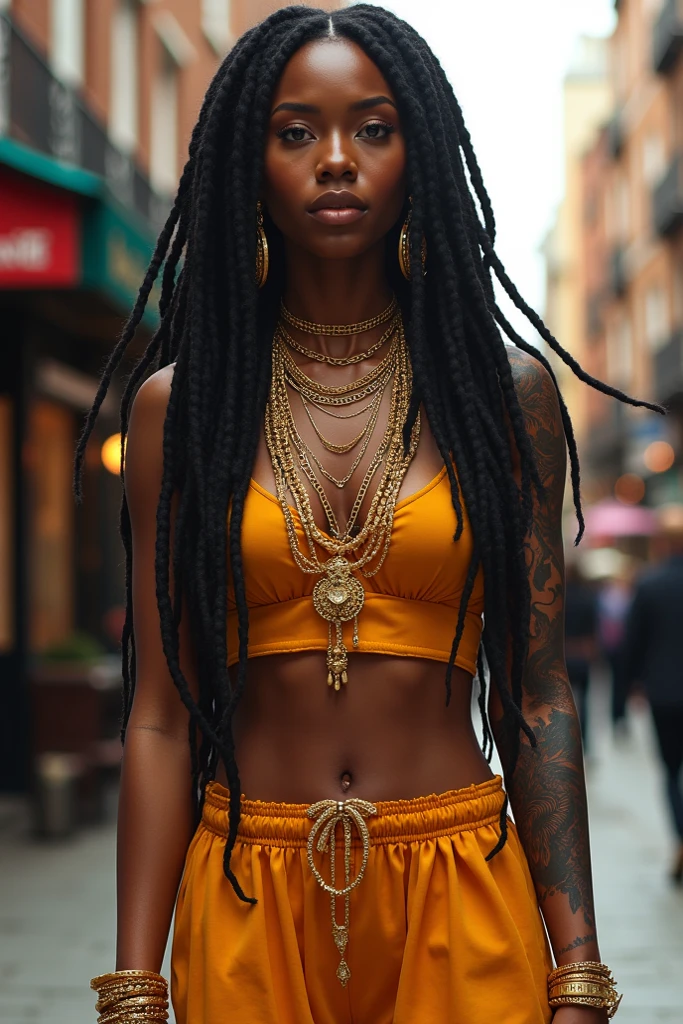 cute, Dark skin, ager, beautiful face, deep ebony, showing breasts, braided dreadlocks , SFW