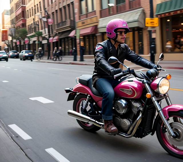 Snagglepuss riding Motorcycle on Chinatown in Chicago