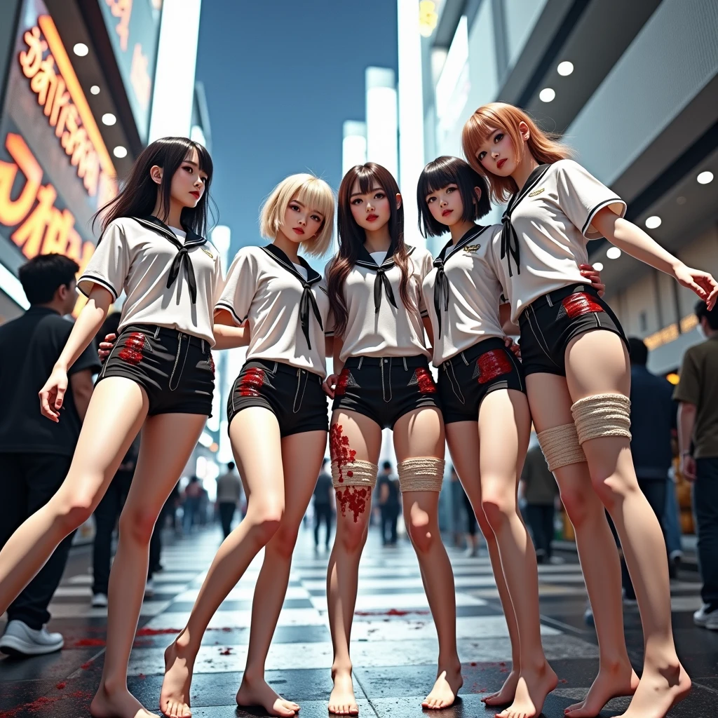 ExtremelyDetailed (((Athletes Team Kawaii Girls in a row:1.4))), Childish perfect face, Reflective Eyes, Detailed(Delicate Clothing textures), Corrected Leg to Foot Line, Corrected Perfect Hand, Dynamic Joyful Expressions LifeLike Rendering, ((Specular Reflection:1.28)), TopQuality 8K Ultra-detailed masterpiece (ProfessionalPhoto:1.37)(Acutance:0.8),(Luminism:1.22), ((Changing Clothes Exposed Underwear))