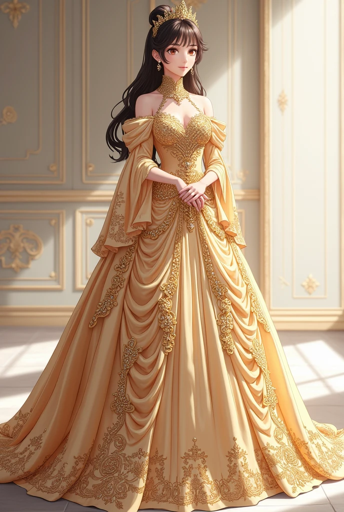 ((moe anime artstyle)),((Masterpiece)),(Best Quality),((Super Detail)),((Very Delicate and Beautiful)),((Solo)),full body,(((full body))),(((1 bling-bling princess in beautiful embroidery and jeweled gorgeous rococo ballgown with voluminous full length crinoline hoop skirt))),((((absurdly gigantic tits,absurdly sagging tits)))),((cleavage)),Skindentation,((detailed face and eyes)),jewel-like eyes,((crinoline,long train)),((standing in royal palace)),super detailed voluminous gorgeous rococo ballgown with voluminous full length crinoline hoop skirt,(((bling-bling voluminous gorgeous rococo princess ballgown with beautiful embroidery and jeweled))),((Very Long Straight Hair,large amount of straight hair, absurdly long Straight hair)),extremely gorgeousfull hair ornament,(extremely gorgeous jeweled big tiara),luxurious jewelry,full body,((beautiful embroidery and jeweled gorgeous rococo ballgown with voluminous full length crinoline hoop skirt))