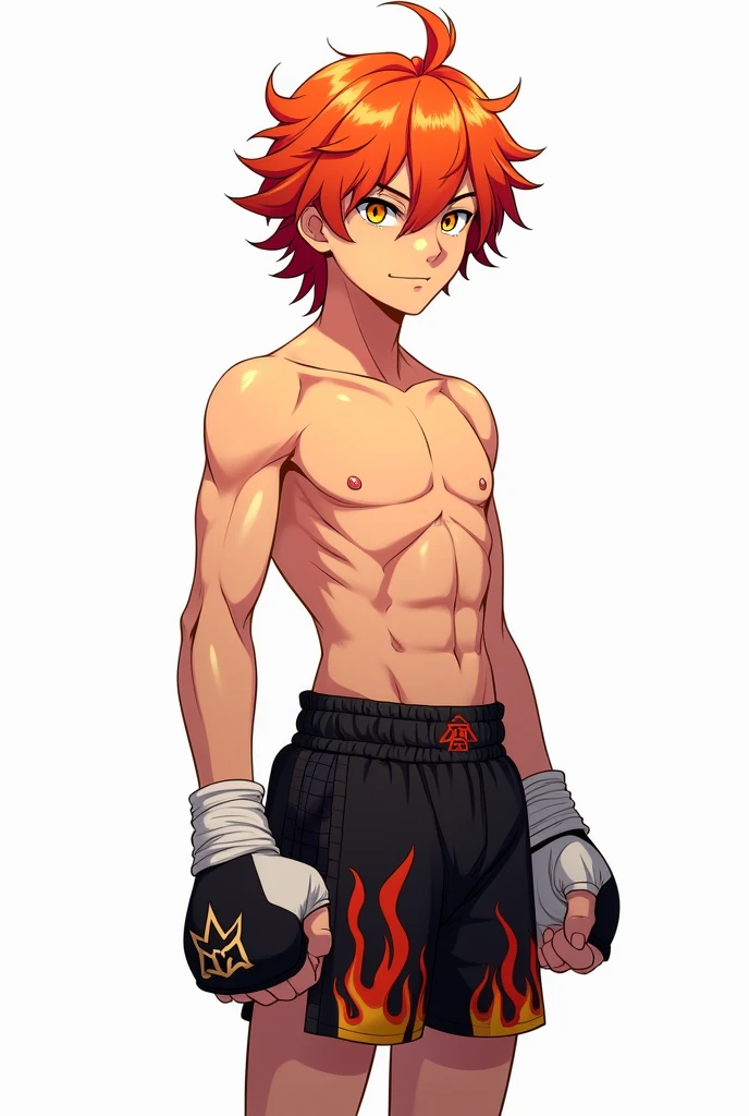 (absurdres, highres, ultra detailed),(Masterpiece, best quality:1.2),1boy,boxer,slim, athletic body,tall,red hair,bantam weight, aura, wearing black and hoodie, phantom boxer,black boxing shorts with red outlines, wearing, punching the punching bag, powerful