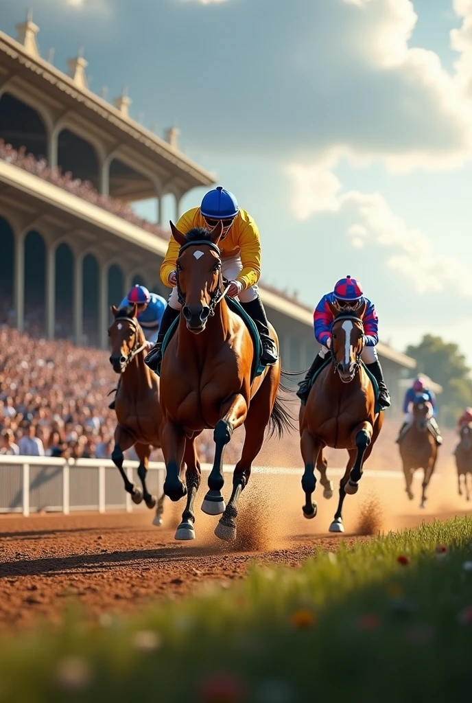 Realistic horse racing with audience - SeaArt AI