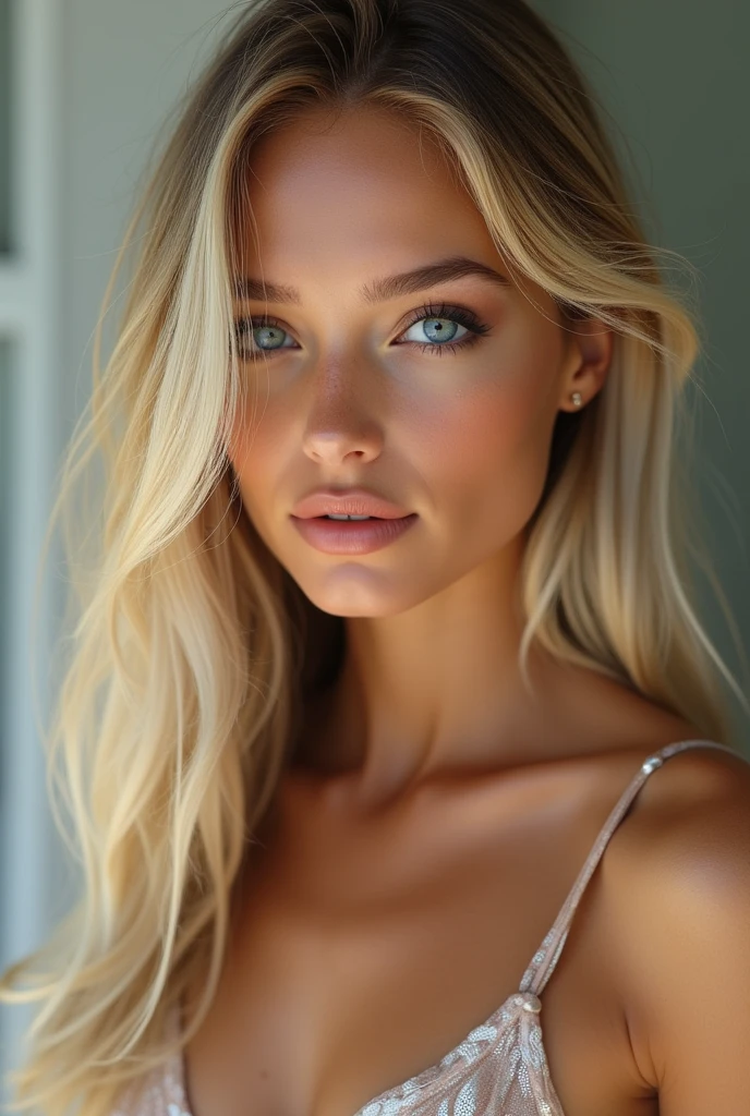 Create a female character who is a beautiful blonde woman with blue eyes. She must have a charming personality, with a combination of intelligence, charisma and sensitivity. Describe it in detail, including your fashion style, hobbies, and a brief life story that shows how she became the incredible person she is today. photo of her naked, Unclothed!