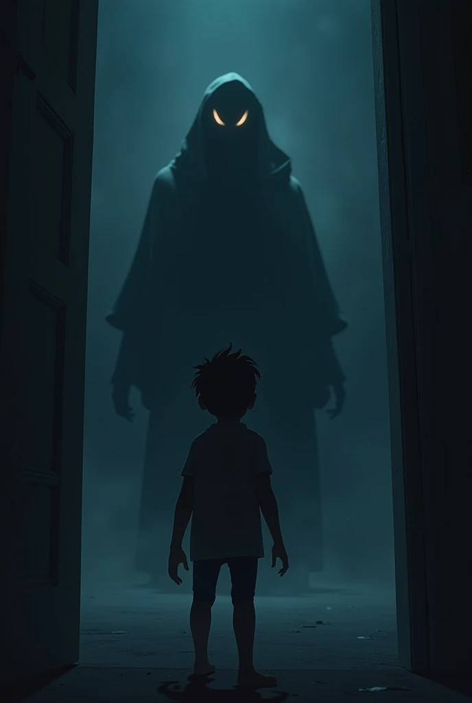 Makam Sunyi - night Hari
1. Or:
- Appearance: Looks very tense and scared. Wajahnya penuh dengan ekspresi keberanian dan emergency. eyes wide, and his breath looks fast.
- Appearance Umum:
- Age: About 20 years.
- Hair: black, short, and a little messy.
- Leather: mature tan.
- Face: time, with an expression full of curiosity, emergency, and finally relief. There may be some traces of dirt or sweat from when he ran..
- Posture: Slim but muscular, demonstrate physical and mental resilience.
- Clothing:
- Tomb of Silence (night): The jacket looks more messy, maybe open a little. Trousers are dirty and full of dust. Tense expression, wajah mungkin terlihat pucat dan penuh emergency.
(Character Action :
- Or: Standing in front of the tombstone, read the Quran aloud, an expression full of tension and courage.)
However, the voice is getting clearer, as if someone was approaching him. Or melihat bayangan hitam yang menjulang di antara pepohonan, and this time, he knows he is not alone. The creature is not human-shaped, but more like a big shadow with glowing red eyes. His face is not clearly visible, tetapi Or bisa merasakan tatapan tajam yang menusuk.