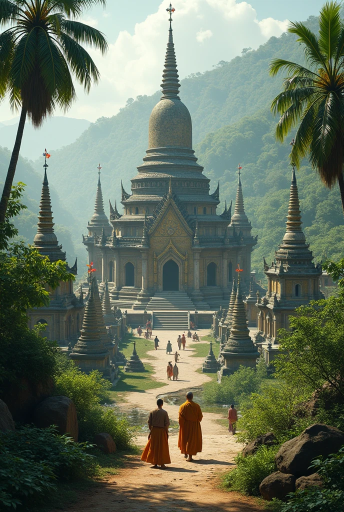 clean photography, photography photo, landscape only, junle, trees, statues, aesthetic, landscape photo, no subject, bali indonesia, bali rainforest, hyper realistic, high resolution, extra details, quality uhd, photo realistic, high budget, clean tshirt, zoomed out, long-distance lens
