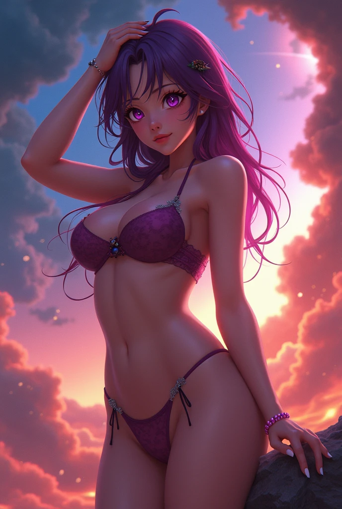 A captivating, high-quality anime-style back view drawing of Spider Gwen in her school pink bikini, squatting down with her hood concealing her identity. showcasing her curvy figure. Set on an outdoor school campus during a vibrant sunset, the scene comes alive with other students in the background. The lively atmosphere is enhanced by the graffiti and 3D render elements, creating a cinematic experience., 3d render, typography, cinematic, painting, graffiti, anime, vibrant