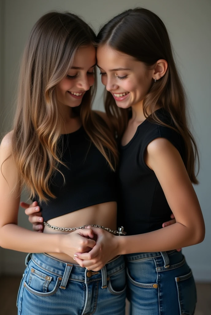 2heads, two headed girl, (a 10 year old girl and a 16 year old girl:1.5)