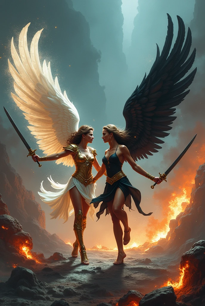 a beautiful warrior woman with angelic wings, heavenly aura, cinematic lighting, intricate details, photorealistic, digital art, female protagonist, winged figure, ethereal beauty, dramatic pose, glowing halo, mystical atmosphere, epic fantasy, dramatic lighting, hyper-detailed, ultra-realistic, CGI, 8k, high resolution