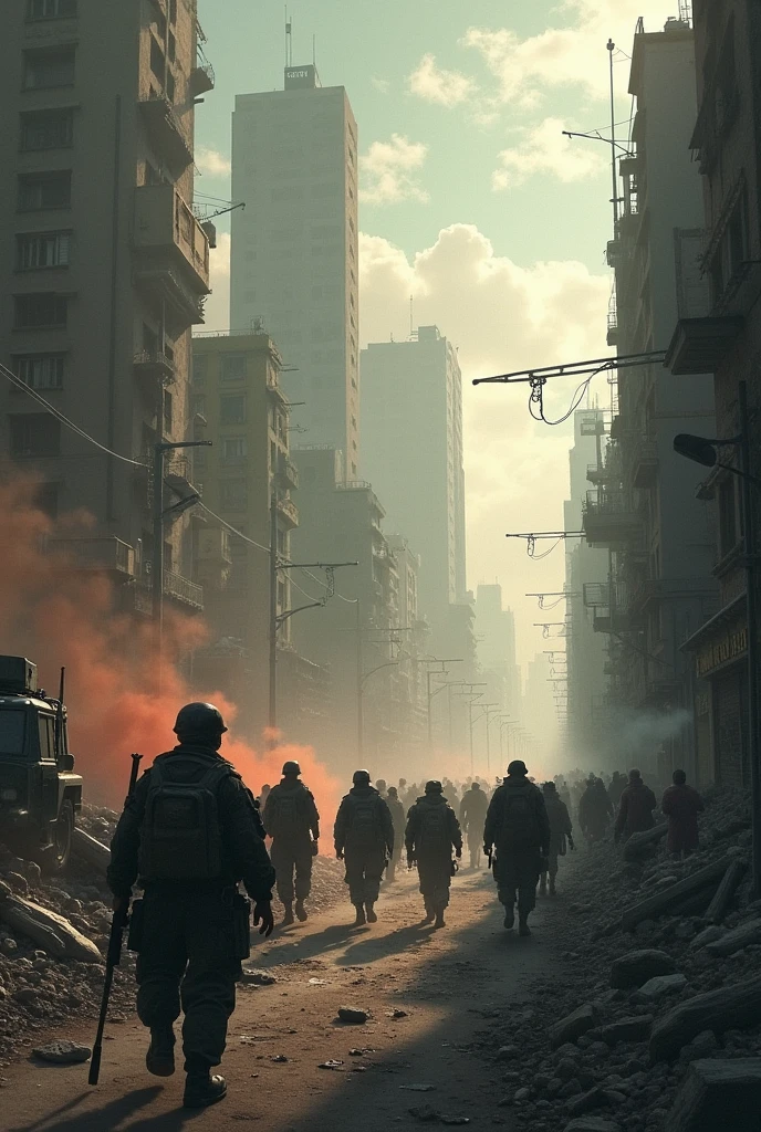 A picture of a destroyed world, tomado por zumbis, It's an apocalyptic vision of chaos and despair. in this bleak scenario, The cityscape that was once vibrant and full of life is now in ruins. Buildings are collapsing, com escombros espalhados por toda parte, Creating a Scenario of Desolation.
The sky is overcast and overcast, casting a somber atmosphere over the scene. Vegetation is decaying, and dead or moss-covered trees and plants, mute witnesses of the abandonment of civilization.
Zombies are the sinister protagonists of this image. Eles vagueiam pelas ruas em busca de carne humana, their pale, cadaverous skins standing out against the gloomy background. Many are mutilated and torn apart, with parts of their bodies missing or in a state of advanced decomposition. Their empty, bloodthirsty eyes show the absence of any humanity they've ever had.
The vestiges of the ancient society are also present, but in a state of decay. Carros abandonados, incendiados ou tombados bloqueiam as estradas. Shops and shops are looted, com prateleiras vazias e vidros quebrados. Signs of struggle and despair are everywhere, como barricadas improvisadas e manchas de sangue seco.
This image evokes a sense of hopelessness and despair, where survival is a constant battle and humanity seems to have been pushed to the limit. It's a grim portrait of a world that once was., now turned into a nightmare of the undead and destruction.