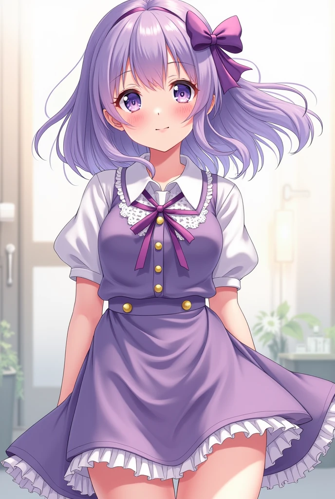 ((masterpiece)),((highest quality)),((Anatomical)),((Realistic)),((Detailed Description)),((cute)),((((Health Room)))),(((One young girl))),(((Beautiful eyes))),(((Baby Face))),(((Petite))),((Bewitching Smile)),(((Cute pink cotton dress))),(((White tights))),(((Glasses))),(Full body view,