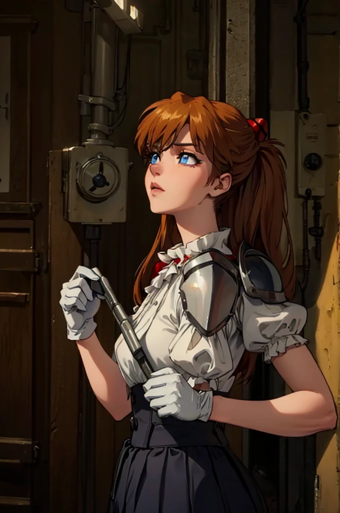 One woman,  Soryu Asuka Langley, long hair,  twin tails,
BREAK ((puffy sleeves, red ascot, red skirt, short sleeves, shoulder armor, single pauldron, skirt, socks, white dress, white footwear, white gloves:1.2)),
BREAK (masterpiece:1.2), best quality, high resolution, unity 8k wallpaper, (illustration:0.8), (beautiful detailed eyes:1.6), extremely detailed face, perfect lighting, extremely detailed CG, (perfect hands, perfect anatomy),