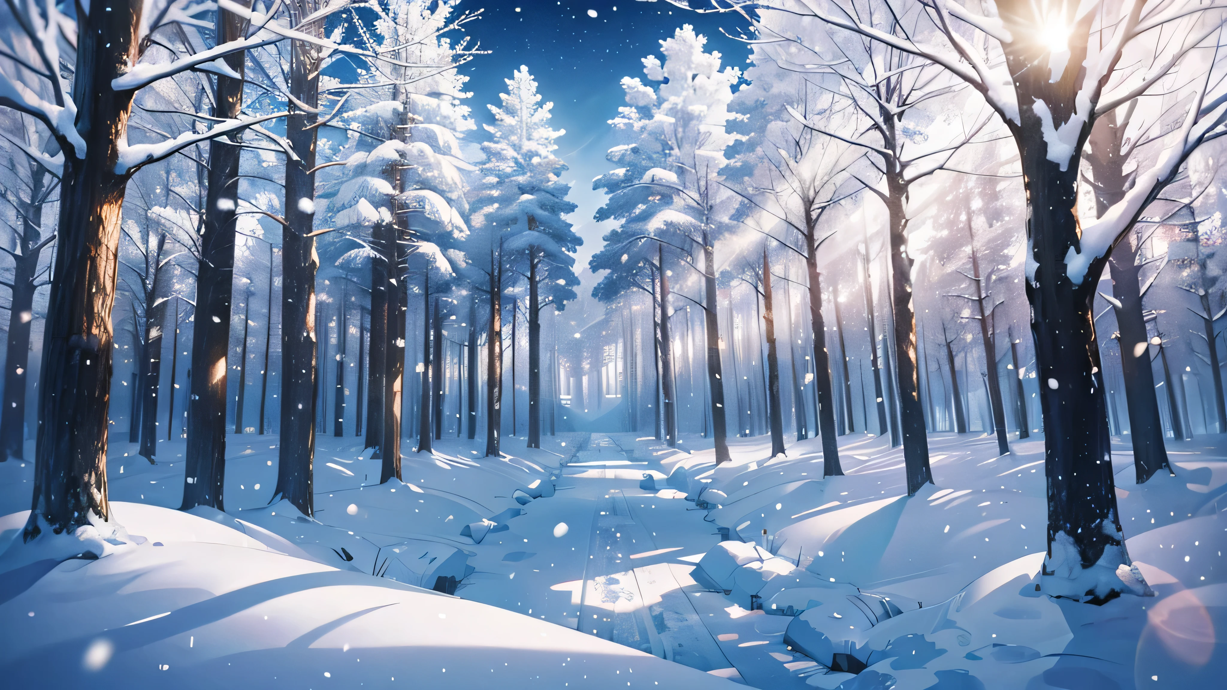 White World,Snow Scene, Dynamic ,warm light