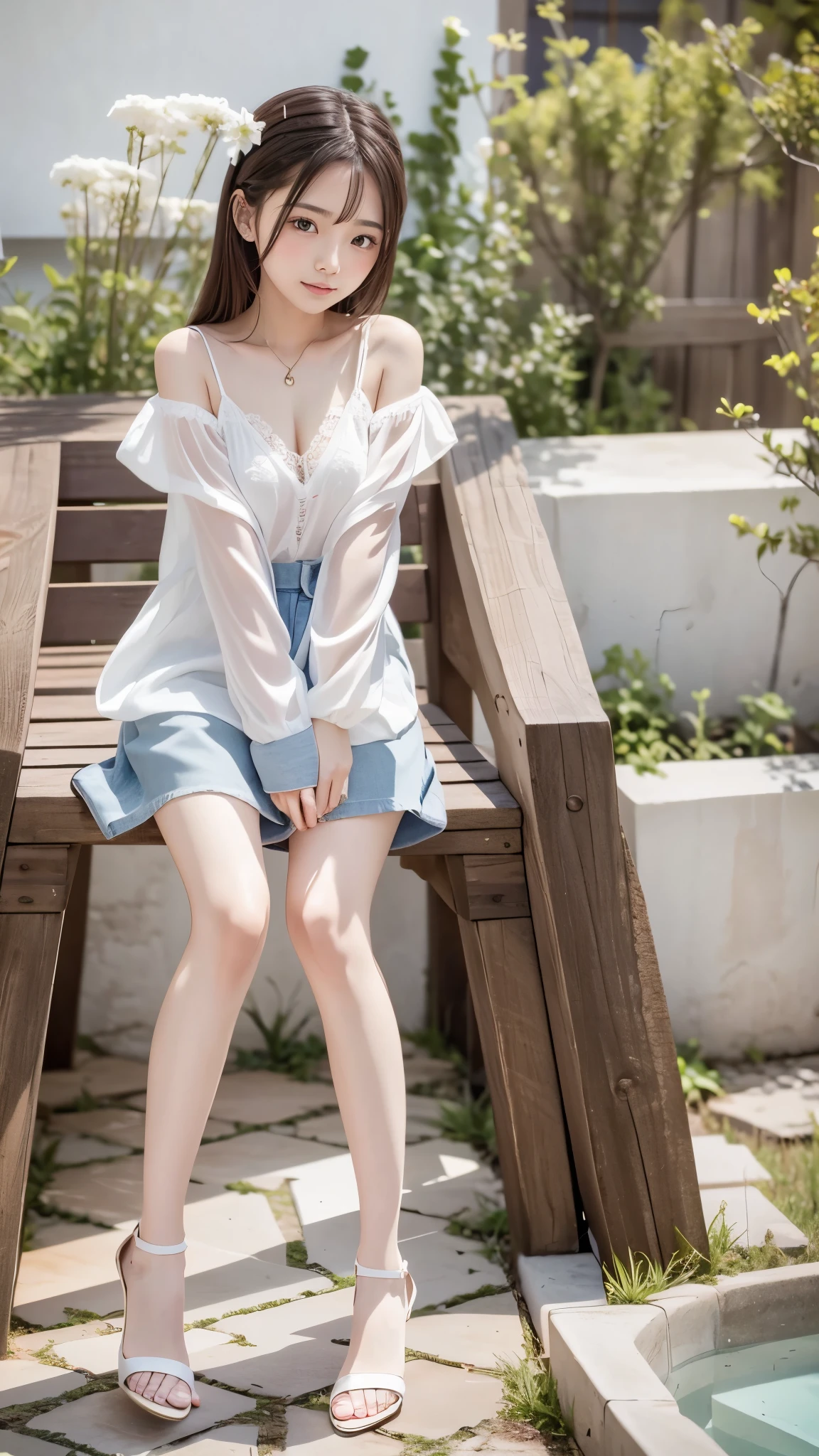 (masterpiece, Highest quality:1.2), One girl, alone,bony body、15 years old