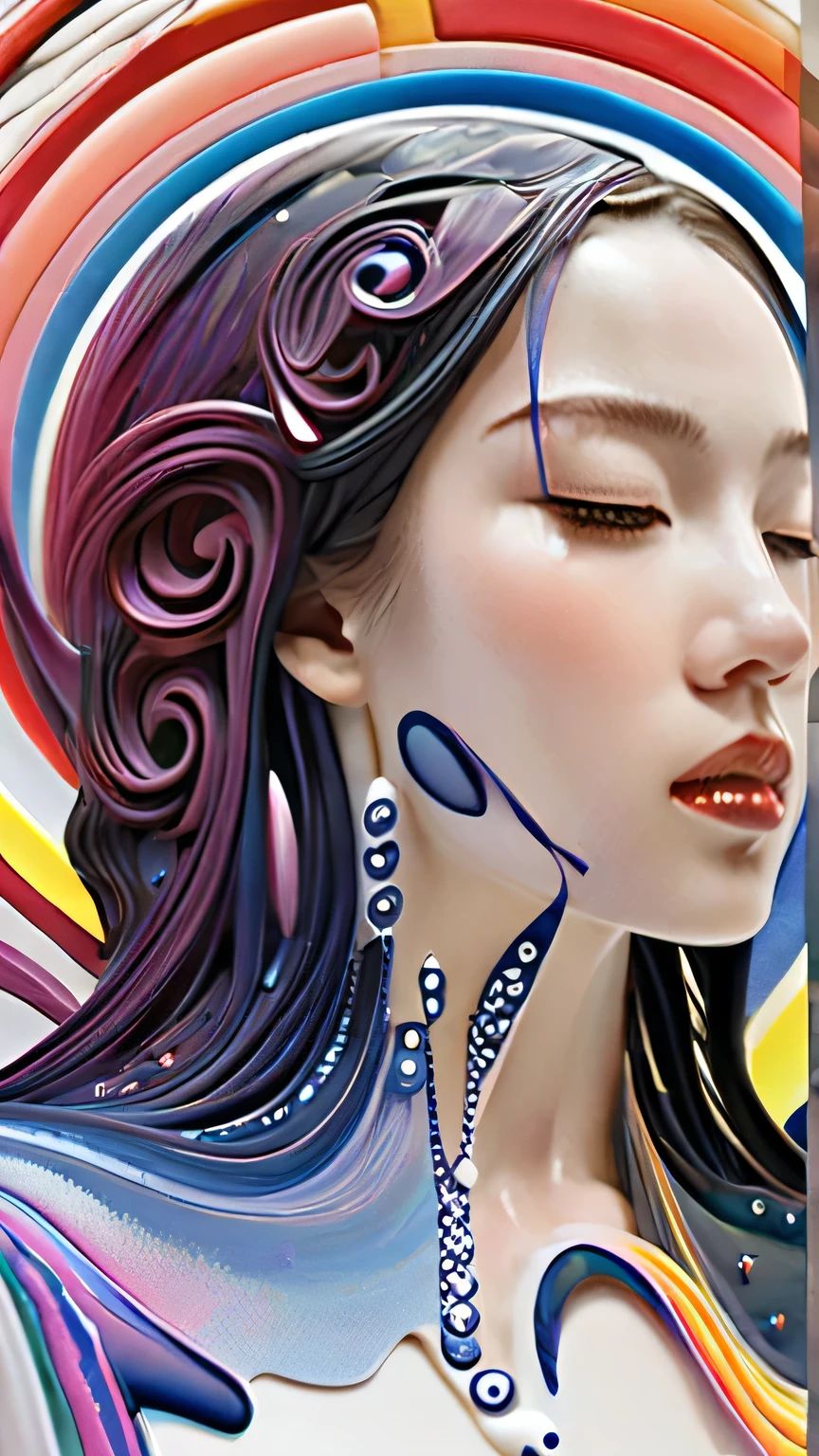 official art,unity 8k wallpaper,ultra detailed,beautiful and aesthetic,masterpiece,best quality,(zentangle, mandala, tangle, entangle),(fractal art:1.3),1girl,extremely detailed,dynamic angle,cowboyshot,the most beautiful form of chaos,elegant,a brutalist designed,vivid colours,romanticism,by james jean,roby dwi antono,ross tran,francis bacon,michal mraz,adrian ghenie,petra cortright,gerhard richter,takato yamamoto,ashley wood,atmospheric,ecstasy of musical notes,streaming musical notes visible,white background,ink,scenery,a girl formed of colored glaze,closed eyes,coloured glaze