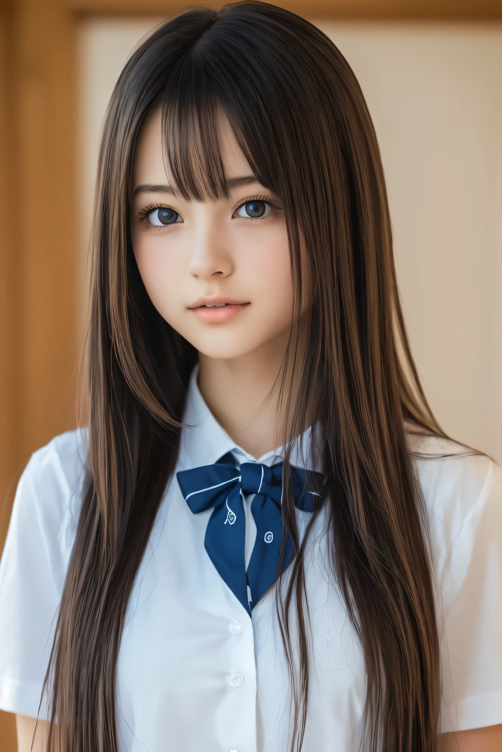 (8k, RAW Photos, best quality, high definition :1.1), (Ultra-realistic:1.4),(Realistic, Realistic:1.3), Japanese beauty、 school uniform、(( upper body:1.3)),(( With a very young and pretty girl ))