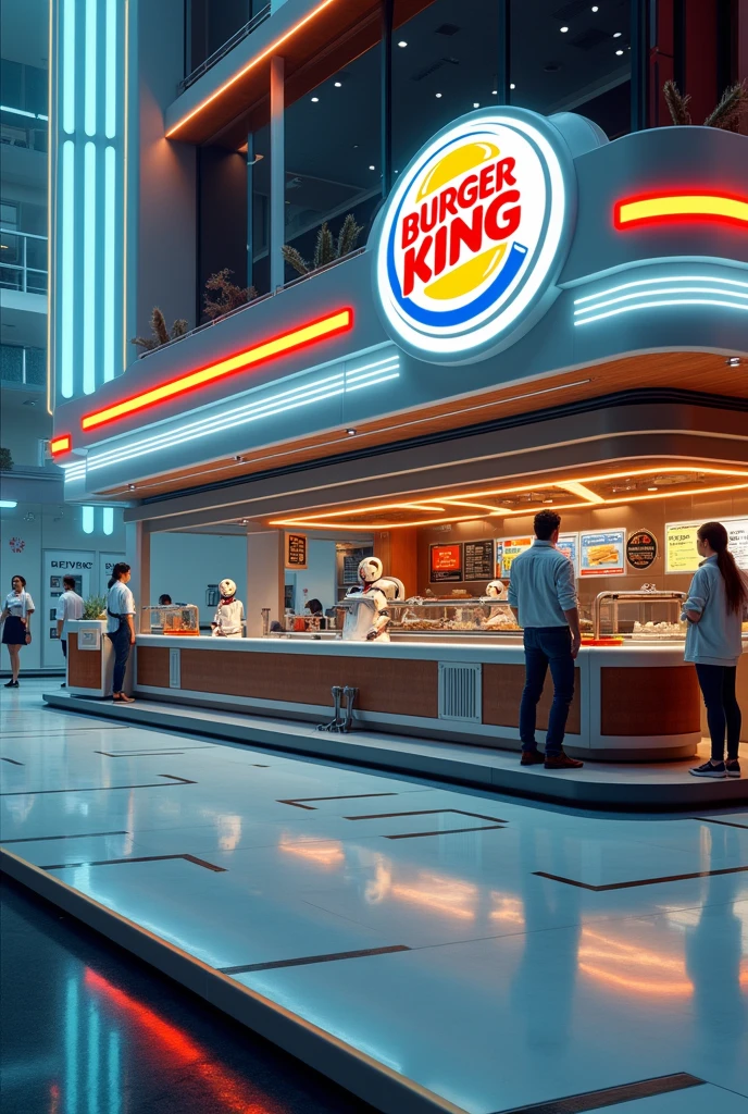 futuristic mcdonald's restaurant chain located in planet Mars, daylight, full shot, outdoor view, mars planet background, ronald mcdonald in front of camera waving hand, ronald mcdonald alien style