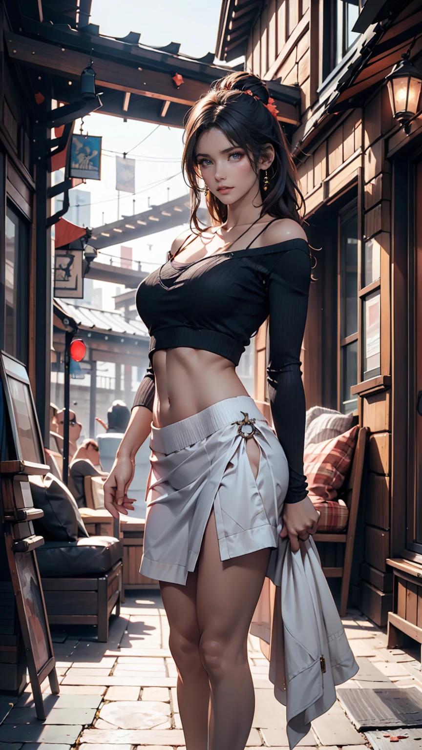 (One girl:1.3), alone, __Body parts__ Delicate and realistic skin, Pale skin, big, Official Art, Unified 16k wallpapers, Super detailed, beauty and aesthetics, beauty, masterpiece, Highest quality, In Cyberpunk City, Great atmosphere, A calming color palette, Peaceful mood, Soft Shadows, Flight attendant uniform, Glamour、Sexy proportions、Narrow waist、Silver Hair、Straight Bob、Long neck、Slim Abs: 1.2、halter keyhole neck((halter keyhole neck))Topini-length LaLa skirt((rah-rah skirt))、short boots、Paris, France celebrates Bastille Day、Lace choker