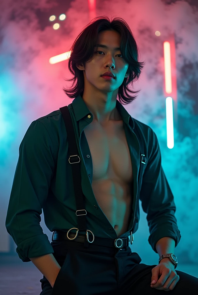 anime boy with beautiful dark background