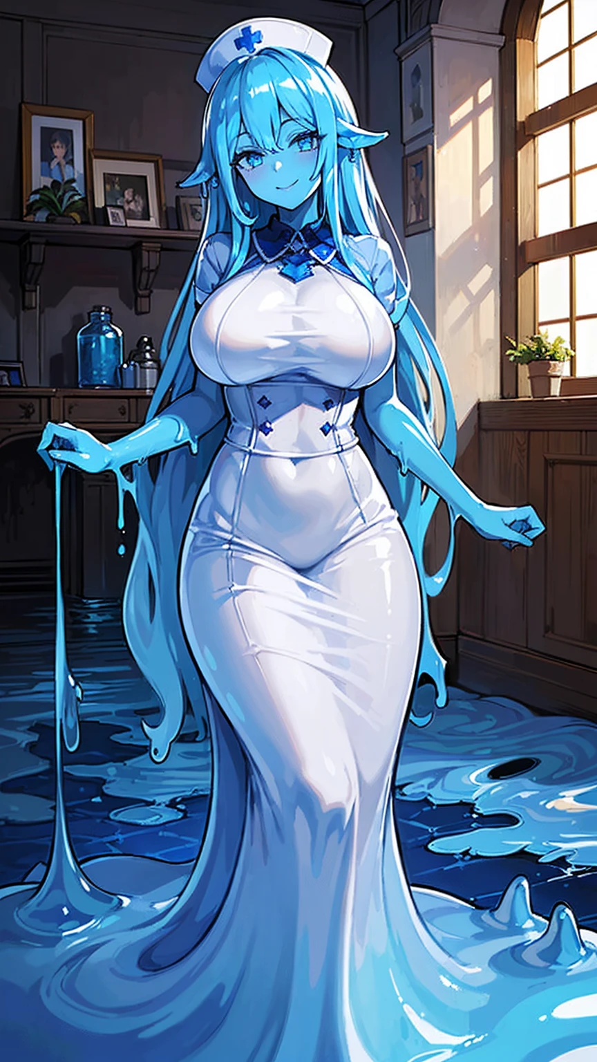 ((best quality)), ((highly detailed)), detailed face, beautiful face, , <lora:more_details:.5>, (1girl), (glasses), different views, full body, (((wide shot))), ((water elemental)), ((colored skin, blue colored skin:1.3)), (((liquid hair))), very long hair, wet hair, sea foam green hair, grey eyes, medium breasts, <lora:water_concept:.9>, Fullwater, (liquid body, liquid, water), <lora:LiquidClothesV1fixed:1>, liquid clothes, waves, sea, water, green dress, water dress, sea foam, outside, near the ocean, beach, sunny day, sea gulls in background, (indoors, at a closet), <lora:DDLC-Style-V2_Fp:.65>, simple background