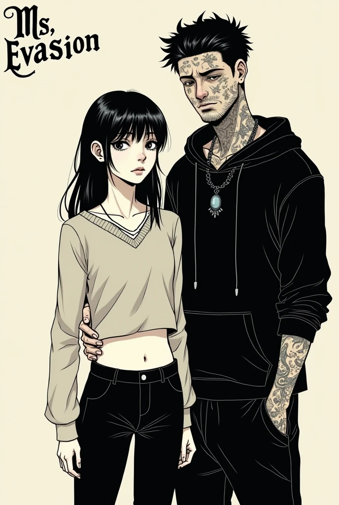 araffe woman in a black top and black shorts standing next to a man, she is tall, tall and lanky skinny, very tall, very tall and slender, tall emaciated man wolf hybrid, tall female emo art student, slim and tall, tall and slim, very very very tall, alien man with alien woman, tall thin beautiful goddess