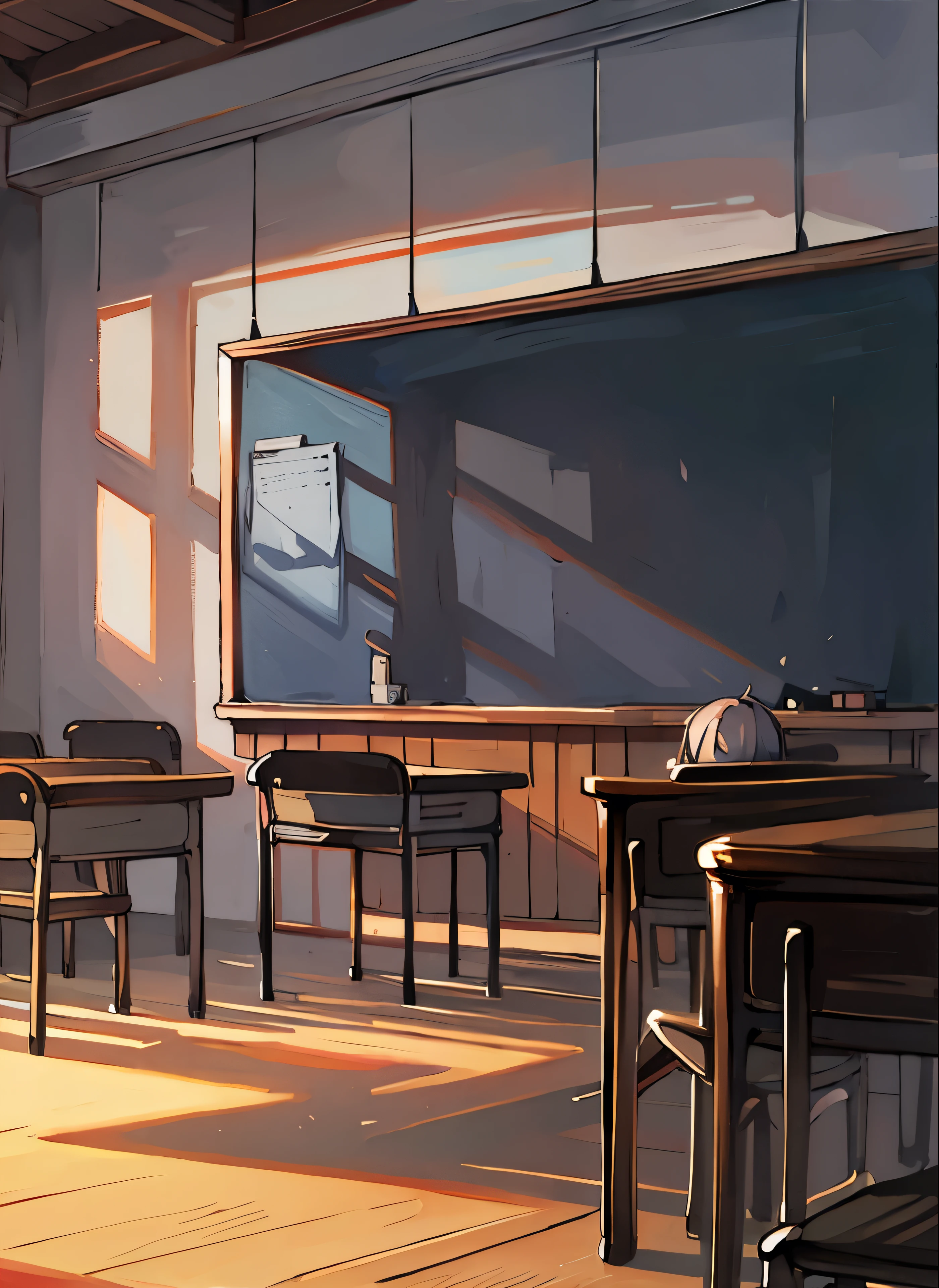 There is a room with a desk and chairs in it - SeaArt AI