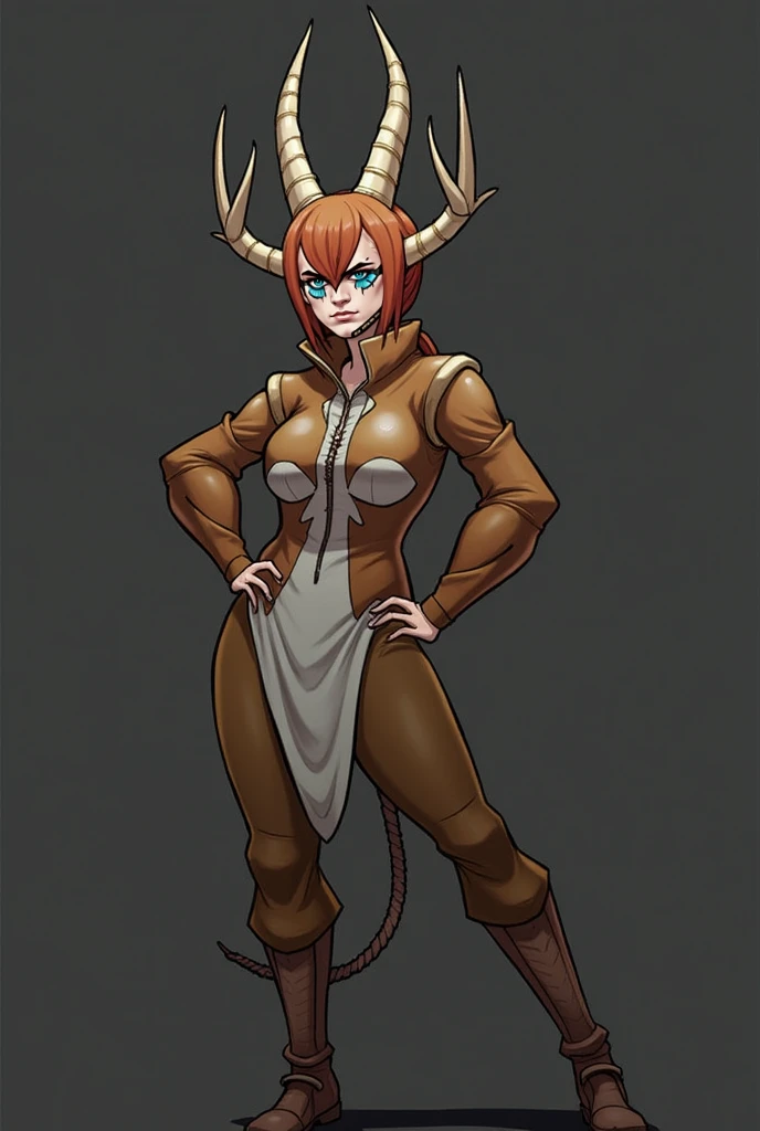 ((masterpiece)),(((best quality))),(((character design sheet,same character,front, side, back)),illustration, full body art with feet visible of a druid girl with deer horns in a cute dress holding staff with two hands behind her back, intricate detailes, cute pose, standing on one leg, flat white background