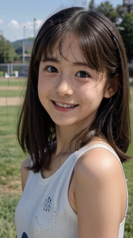 japanese girl, short bob hair, (masterpiece,   best quality,   High Definition  ,   super detailed, 8k, 4K),  ((((Transcendental cute 8th grader)))) 、((smile))、 sports practice 、Club activity practice 、run、1 person、(((Detailed super transcendental cute face)))