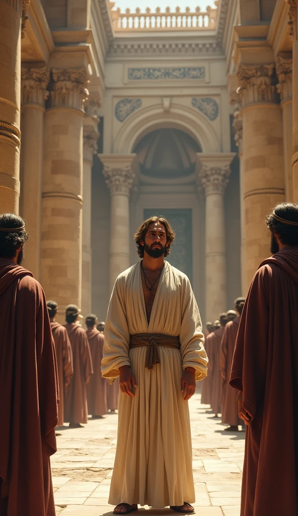 Daniel, together with his three friends: Shadrach, Meshach and Abednego stood up in front of King Nebuchadnezzar's place. 
