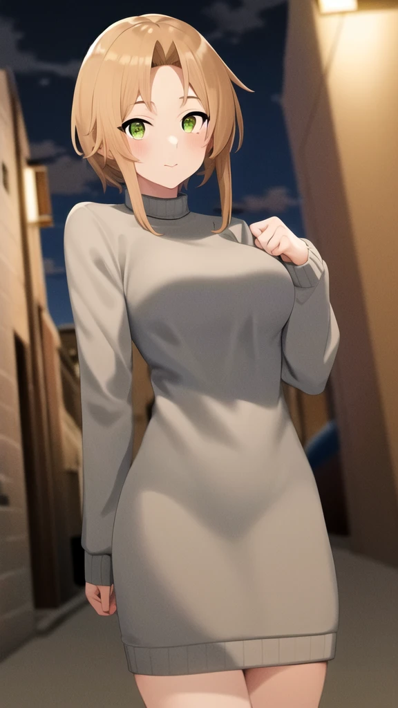 masterpiece, best quality, 1girl, solo, darjeeling \(girls und panzer\), large breasts, looking at viewer, blush, (grey dress), long sleeves,cowboy shot,arms down, own hands together, pose, outdoors, autumn, autumn leaves  <lora:Darjeeling:0.5>
