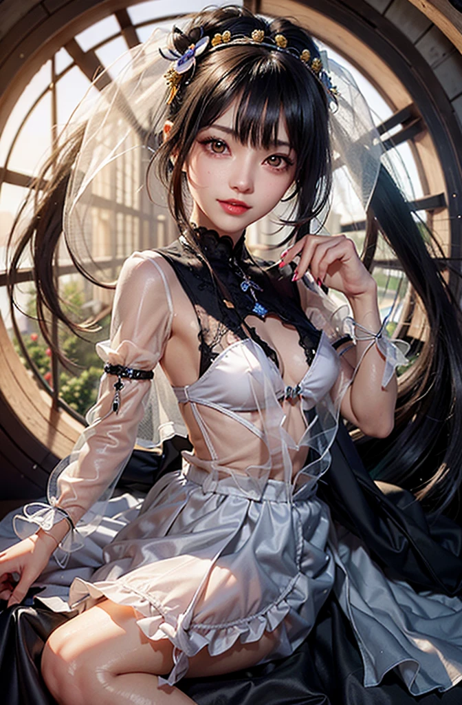 loose outfit、Show shoulders、Dark Color String Dress、How to wear a black gown、Decorated with intricate patterns and bright colors、Transparent material that makes the skin shine、Artistic depiction of seductive woman in gown with wet thin cloth and transparent skin, Floral and fantastic pattern with flowing silky traditional see-through skin。Her dress draped elegantly around her curvaceous figure、Emphasizes her charming silhouette。She's a gentle fireworks night、Dynamic Posing、Sexy Posing、bathed in the soft glow of moonlight。The scene is、With a hint of mystery and sensuality、It exudes an ethereal dreamy atmosphere。The image style is、It incorporates a blend of watercolor and digital illustration techniques.、It makes you feel delicate beauty and charm。Soft moonlit lighting、Cast gentle highlights and shadows on her mesmerizing features。Dynamic Posing、Bold poses、The hand is somewhere、see -through、show through、A sexy、Wet hair、Wet、（cherry trees、flower petals、cherryblossom、The cherry tree、Sakura Snowstorm 1.5）、buried、Transparent skin、Wet clothes、（Chest 1.2）、Navel Ejection、Swaying in the wind、Burgundy、pale red、（Slouch 1.5）、Lace color、lace choker、a choker、Lie on your back on the surface of the water、New lining、garterbelts、fishnet tights、knee high socks、