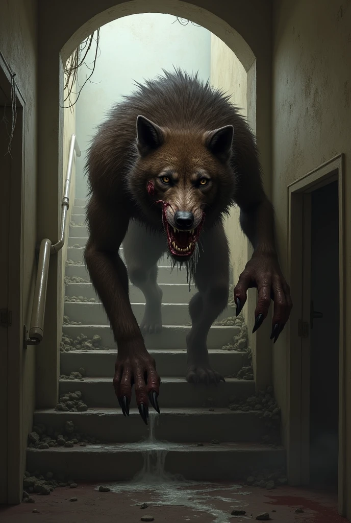 dog, lycanthrope, torture, pain,  experiment, medical, bloody, retrained, helpless, iron bars, metal grating and barbed wire, rust, caged animal, screaming, cruelty, abuse, injury