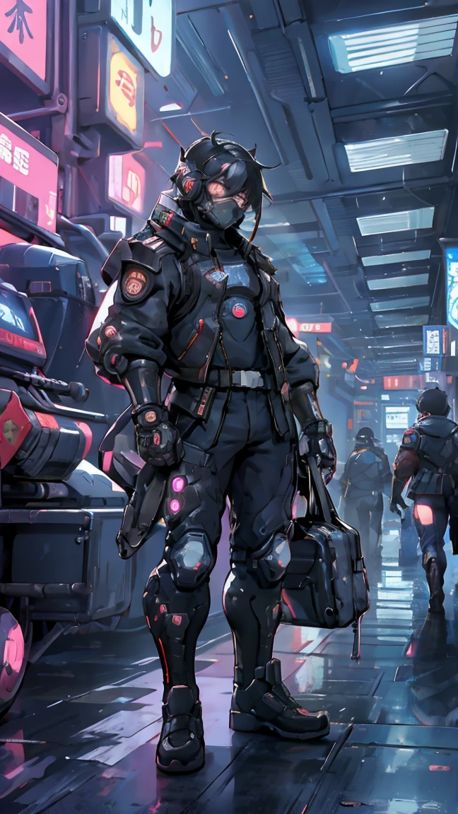 there are two men in  uniforms standing next to a motorcycle, dressed in tech suit and armor ,  cyberpunk服装,  cyberpunk, Network Service, Movie Blu-ray, 未来主义科技服装,  shooting in a space tech suit , 坐在 cyberpunk摩托车上, diverse Network Service, , , character design  man, 科技服装时尚,  cyberpunk套装, 驾驶未来主义摩托车