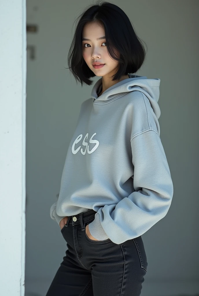 spring-like hoodie、jeans