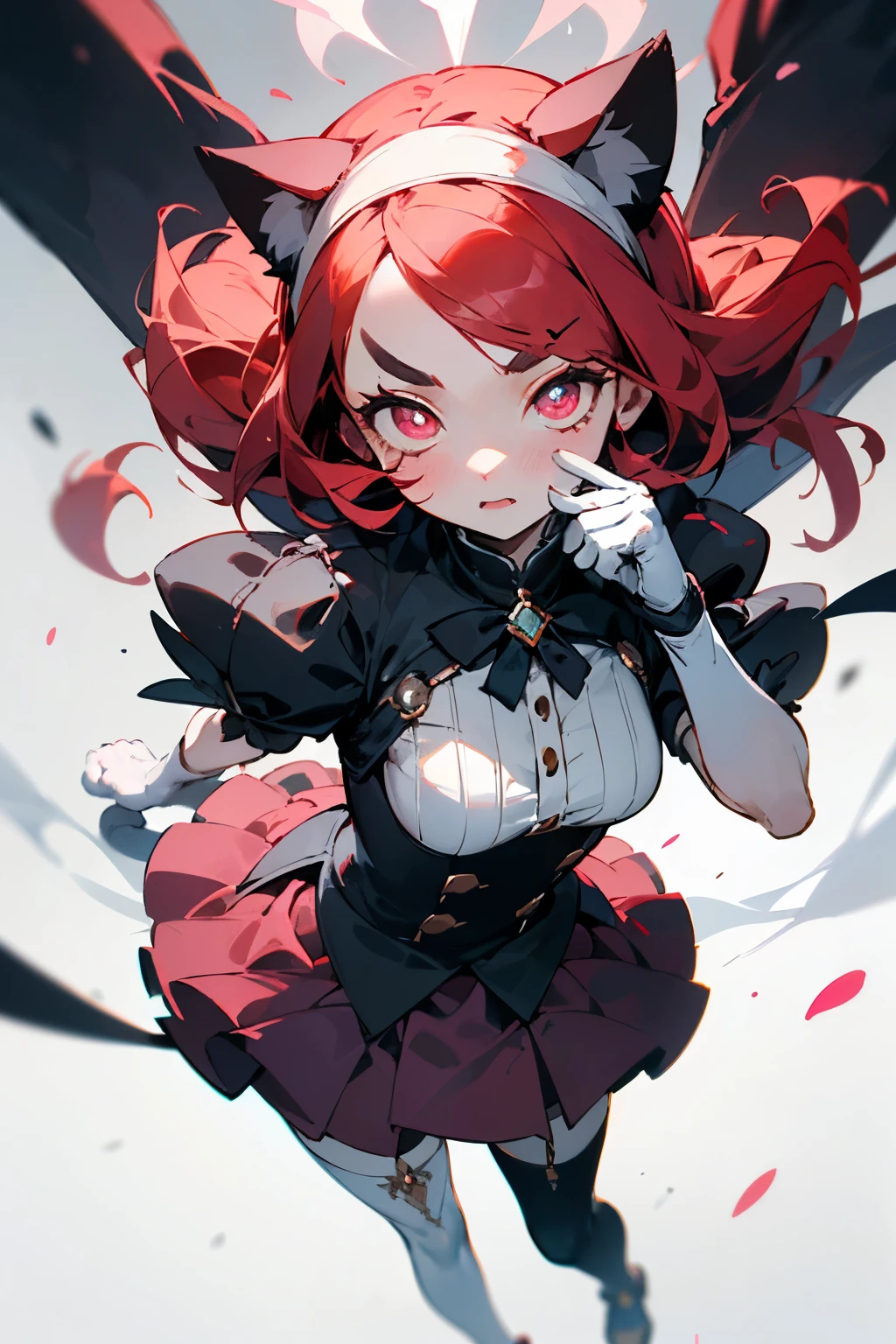Anime - style image of a woman with red hair and a cat ears - SeaArt AI