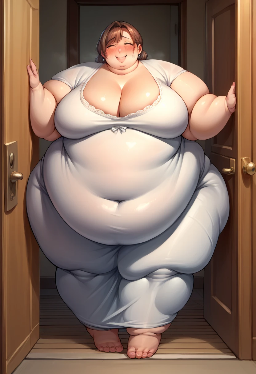 1 girl, furry, Toriel Dremurr, bedroom, fat ass, wide hips, curvy, slightly chubby, tall, full body, voluptuos, masterpiece, ultra high quality, detailed hands, detailed body, thong, detailed face, heels, blushed, shy, mature female, fat breasts, pink nipples, naked chest