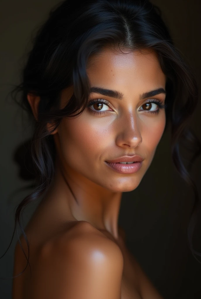 There women is ma young beautiful Indian women face future like Katrina Kaif Standing looking into the camera portrait caused raw photo