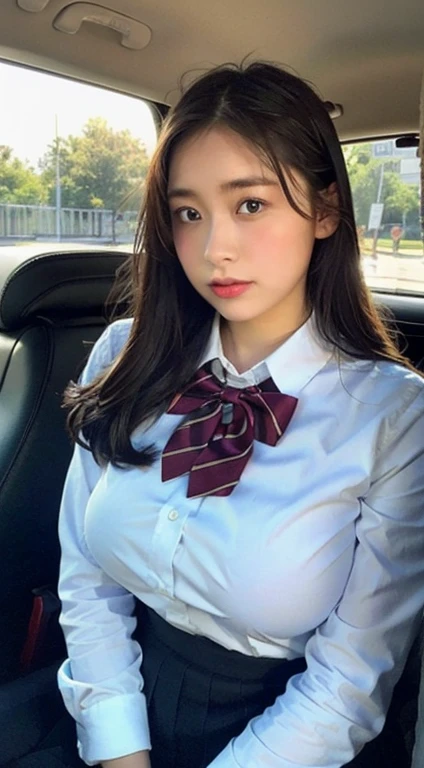 Inside the car、、Big Breasts,Junior high school students、uniform、 panties