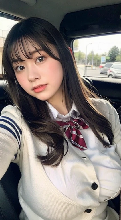 Inside the car、、Big Breasts,Junior high school students、uniform