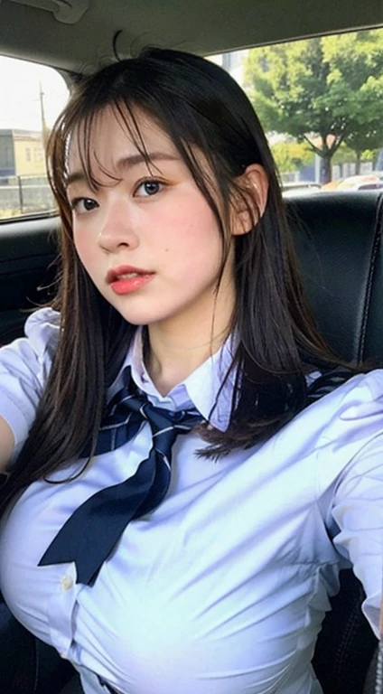 Inside the car、、Big Breasts,Junior high school students、uniform