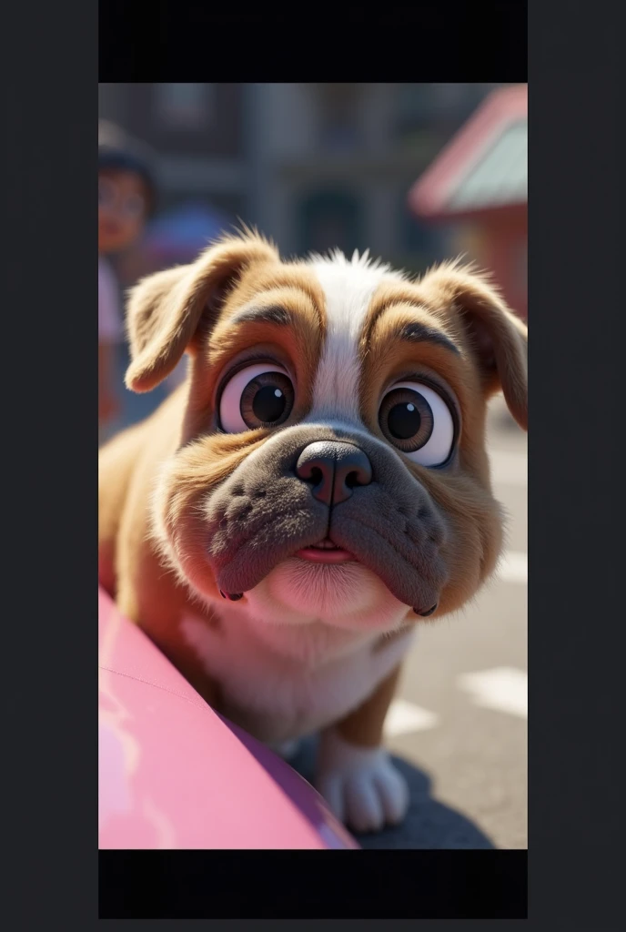 A female pug with a bow on the beach Disney Pixar style, alta qualidade, melhor qualidade
