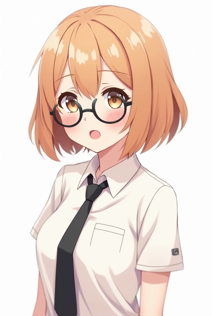 masterpiece, best quality, 1girl, kotori \(blue archive\), blonde hair, khakis, business suit, holding, clipboard, halo, frown, angry, closed mouth, office, glasses, midriff peek, navel