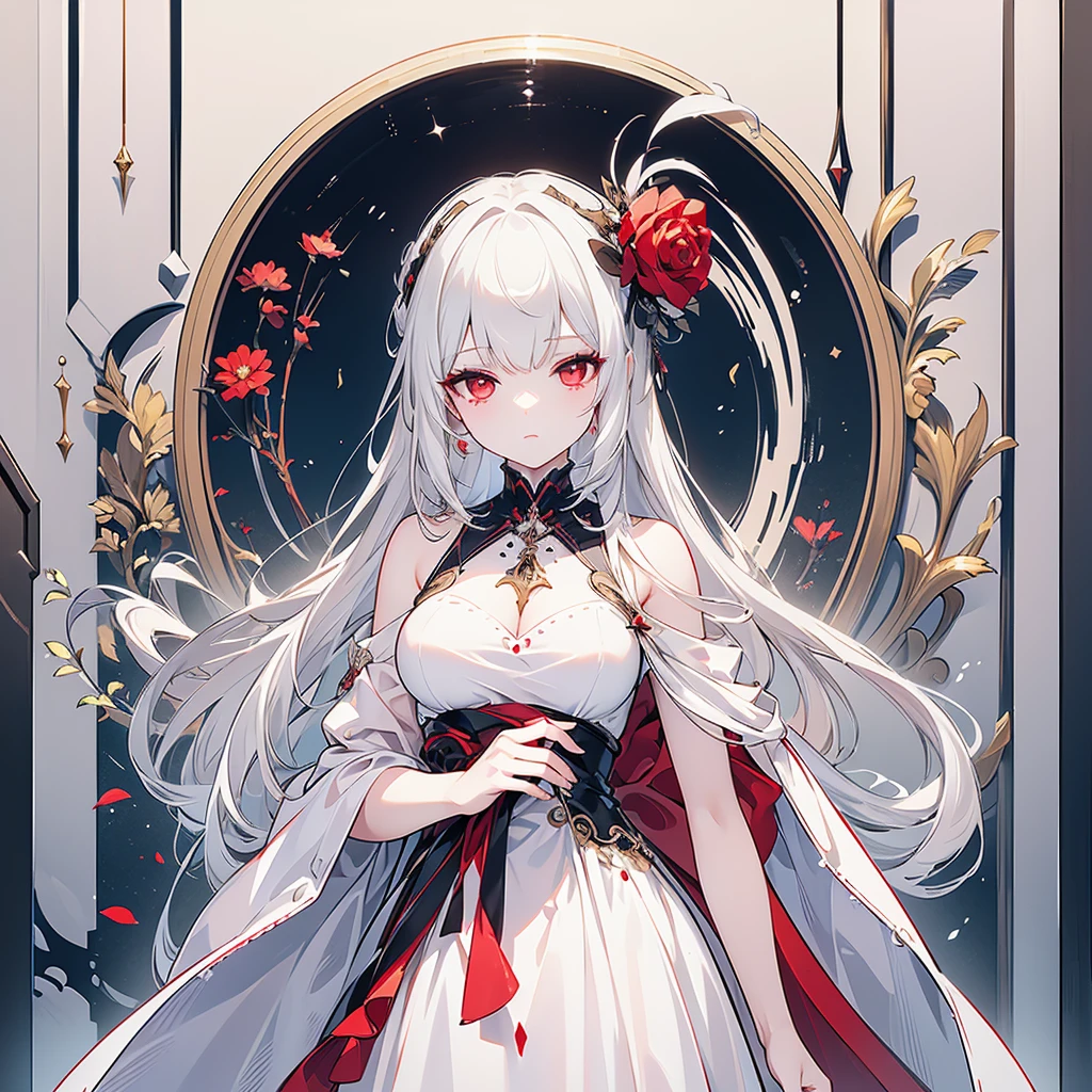  ((best quality)), ((masterpiece)), (detailed), 1girl, Character design, female, dynamic poses, long white grey hair, grey white eyes, very skinny, detailed, best quality, no accesoires around the neck, no shoes, prominent collarbones, skinny arms, flat stomach, visible hip bones, full body, blank white background, plain background, white background, red and white clothing, Bloodborne inspired, occult aesthetic, occult, detailed and intricate steampunk and detailed gothic, NSFW, Very dramatic and cinematic lighting, cosmic horror, grim-dark, side-lighting, perfect face, NSFW, Fluttering lace flared long knee length dress with frilly petticoats, knee length dress, pleated petticoats, petticoats gothic, complex lace boots, side-lighting, gothic aesthetic, wielding a mighty sword with mechanical components, mandalas, small breasts, a fairy, various different types of insect wings, NSFW, full body, whole body, body, plain background, white background, blank background, no background, white background NSFW, chains, full body, whole body, head-to-toe NSFW 