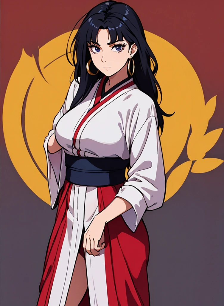  The best quality,  masterpiece,  simple background ,  High resolution,  a girl, Alone, cabello muy largo, Hanafuda earrings